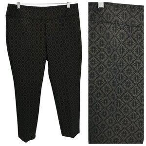 Soft Surroundings Damask Ponte Stretch Pull On Pants Size Petite L Gold Leaf New